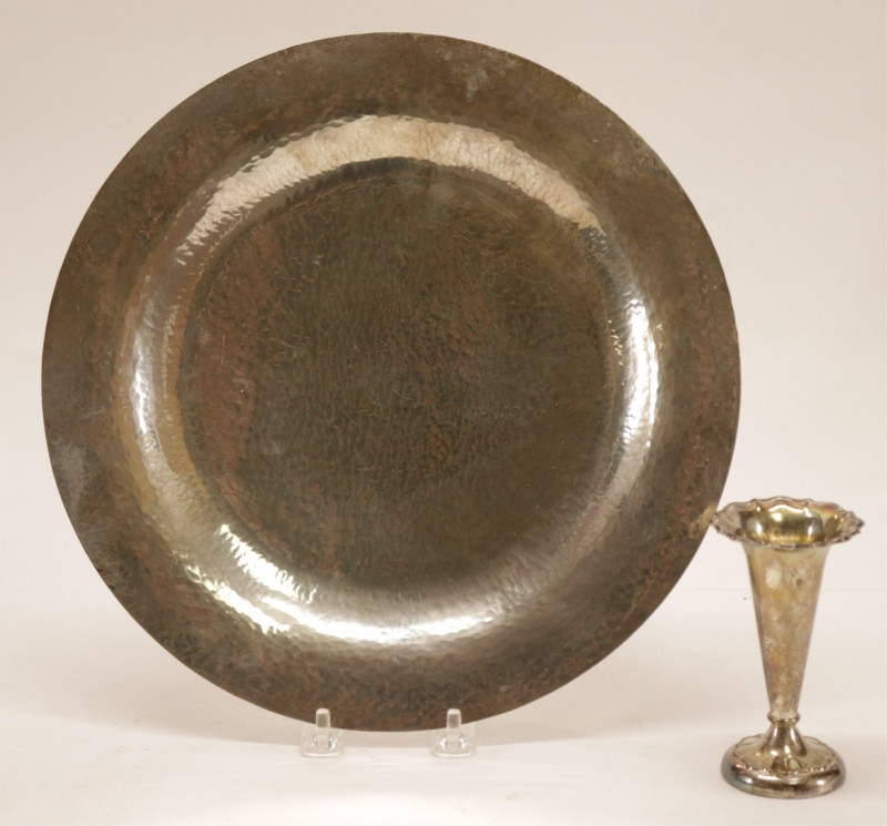 Sterling Silver Hand Hammered Tray &amp; Vase