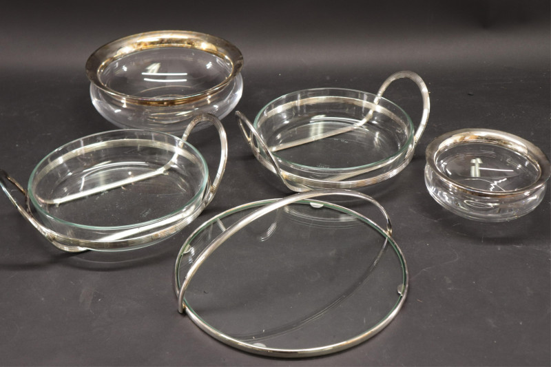 5 Glass &amp; Silverplate Bowls/Trays