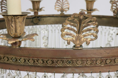 Louis XVI Style Gilt &amp; Cut Glass 8-Light Chandelie