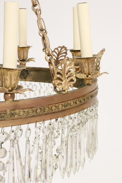 Louis XVI Style Gilt &amp; Cut Glass 8-Light Chandelie
