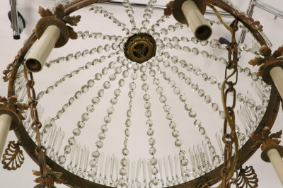 Louis XVI Style Gilt &amp; Cut Glass 8-Light Chandelie