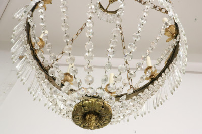 Louis XVI Style Gilt &amp; Cut Glass 8-Light Chandelie