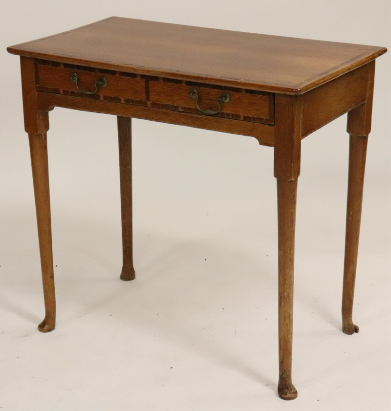 George III Inlaid Oak Side Table, Late 18th C.