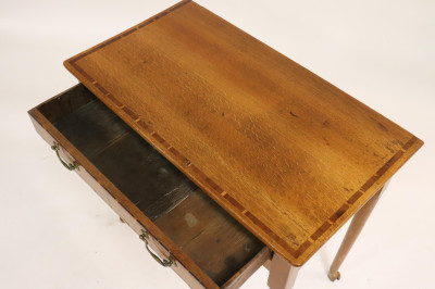 George III Inlaid Oak Side Table, Late 18th C.