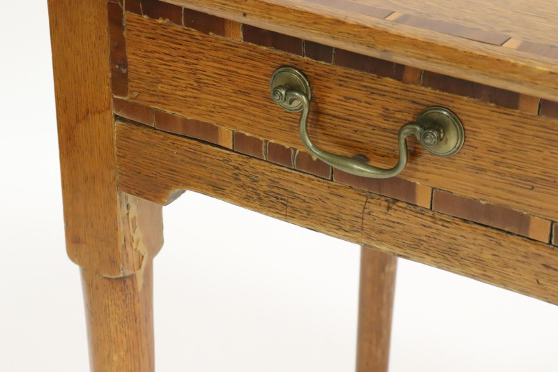 George III Inlaid Oak Side Table, Late 18th C.