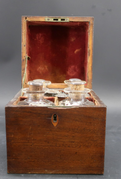 George III Inlaid Mahogany &amp; Sterling Tantalus