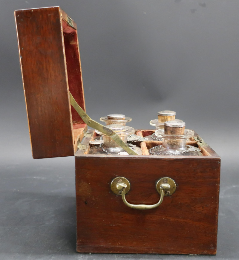 George III Inlaid Mahogany &amp; Sterling Tantalus