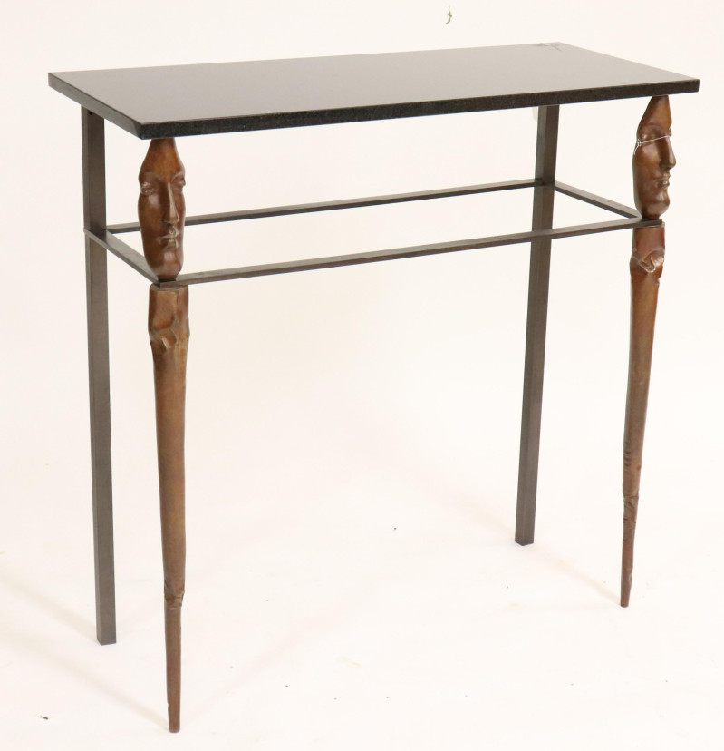 Contemporary Bronze Console with Masks