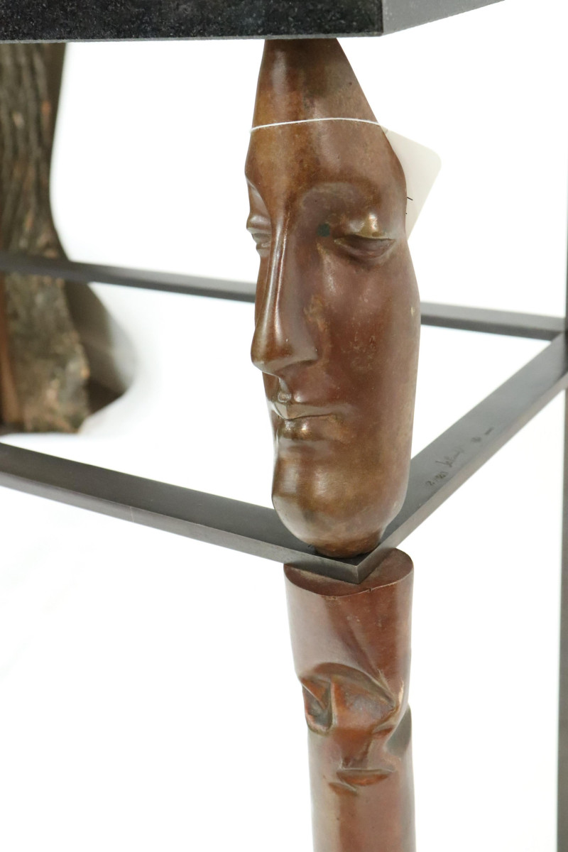 Contemporary Bronze Console with Masks