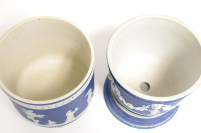 2 Wedgwood Dark Blue Jasper Dip Cache Pot