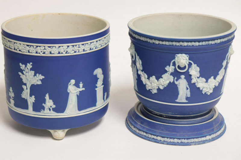 2 Wedgwood Dark Blue Jasper Dip Cache Pot