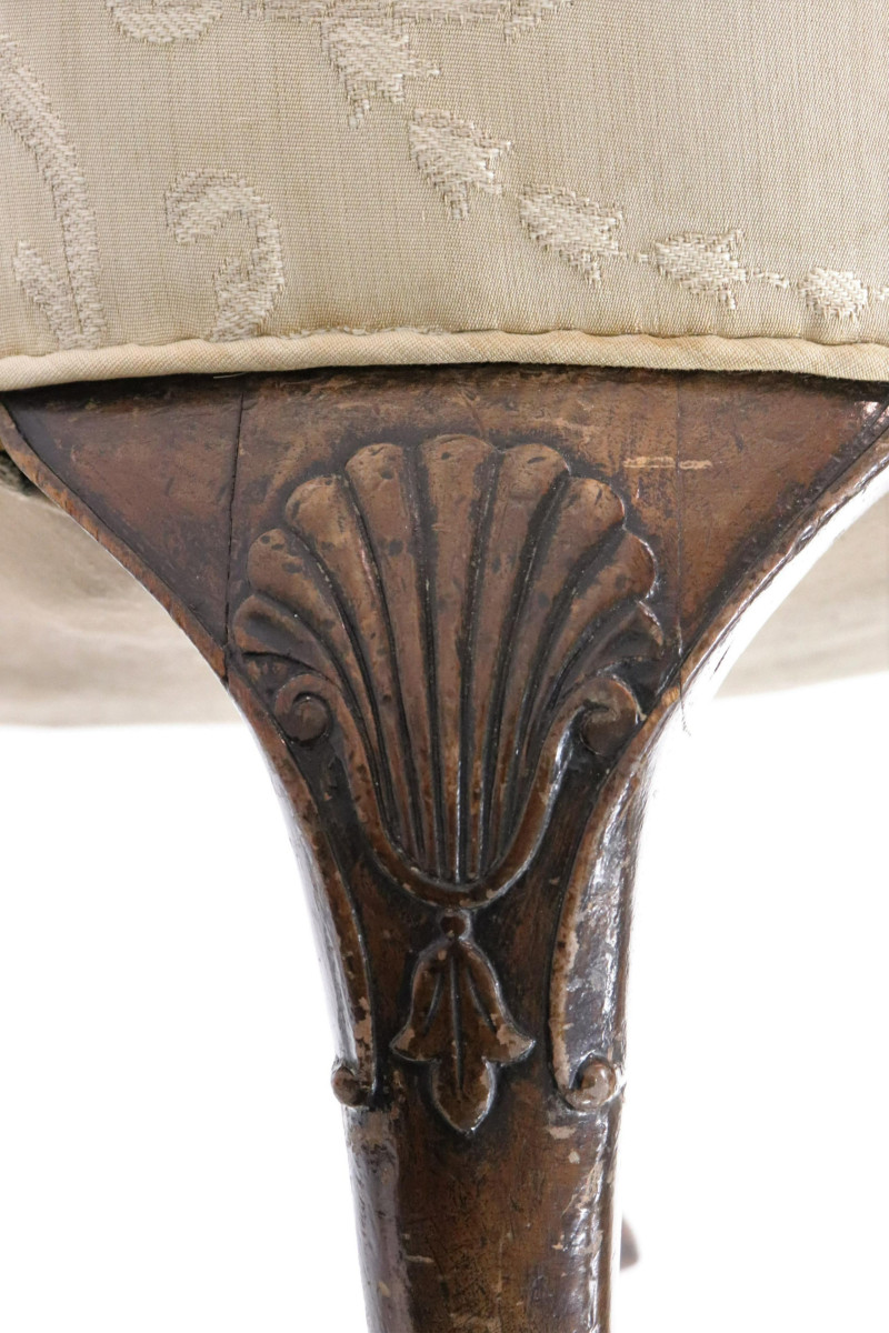 Queen Anne Style Mahogany Wing Armchair