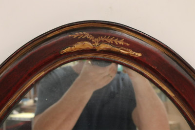 Chinoiserie Decorated Scarlet Lacquer Mirror