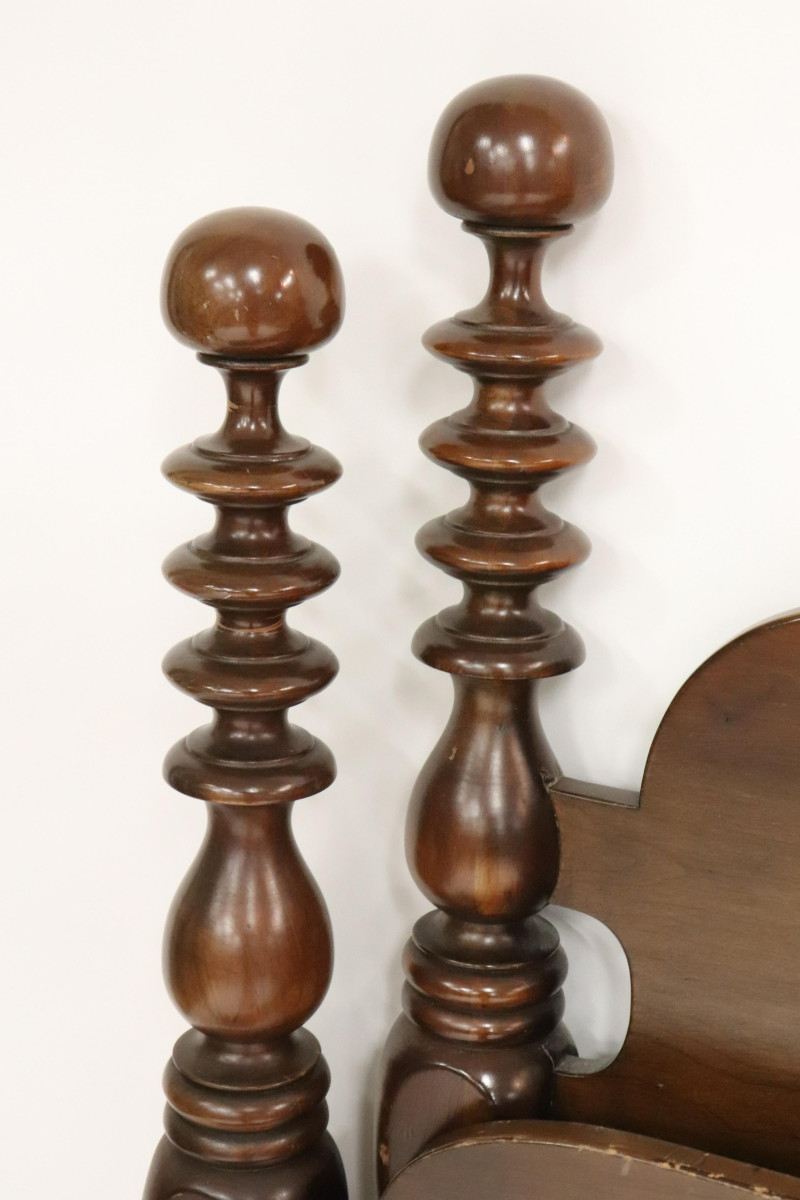 Pr Late Federal Style Turned Cherry Beds by Willet