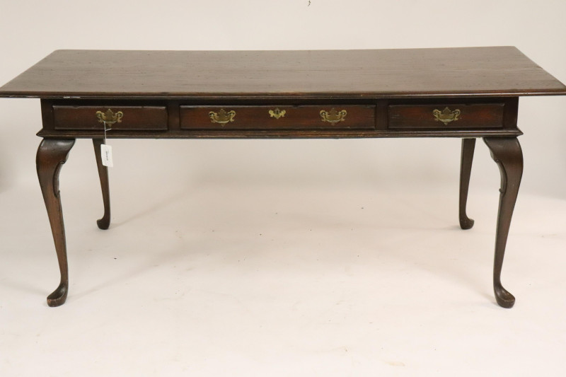 Queen Anne Style Stained Oak Library Table