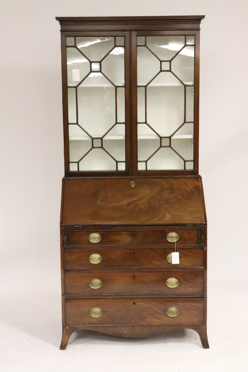 George III Slant Front Bureau Bookcase, L 18th C.