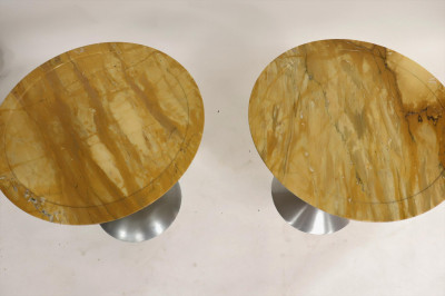 Pr Art Deco Style Aluminum &amp; Cherry Gueridon