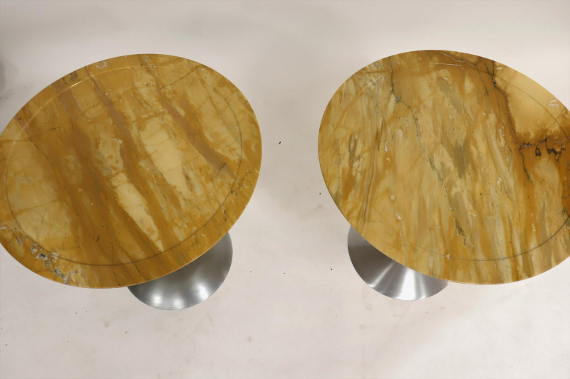 Pr Art Deco Style Aluminum &amp; Cherry Gueridon