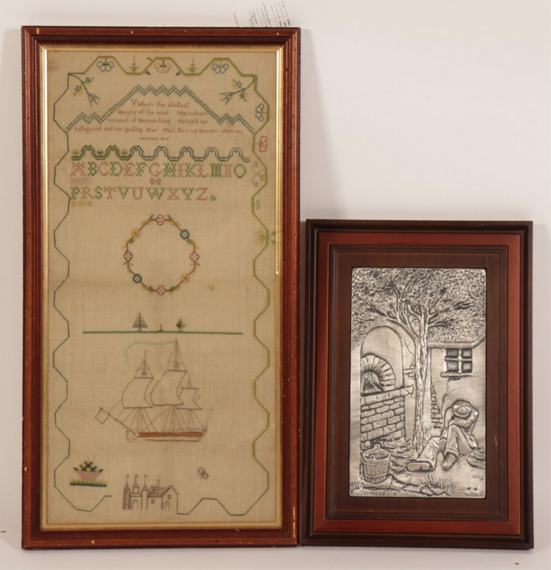 English Sampler &amp; Sterling Repousse Pitcher