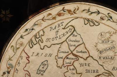 Victorian Silk Embroidered Map, England &amp; Wales