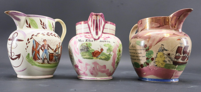 3 Sunderland Lusterware Pitchers
