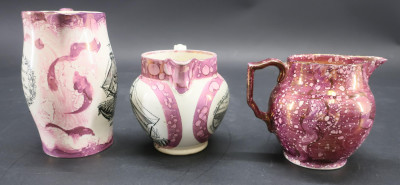 3 Small Sunderland Lusterware Pitchers