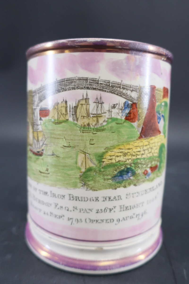 Lusterware Frog Mug "Bridge Near Sunderland"