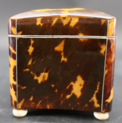 English Tortoise Shell Veneer Tea Caddy, 19th C.