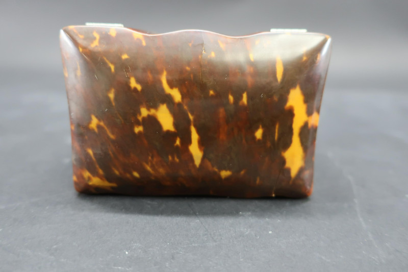 English Tortoise Shell Veneer Tea Caddy, 19th C.