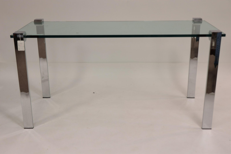 Pace Chrome &amp; Glass Parsons Table, circa 1970