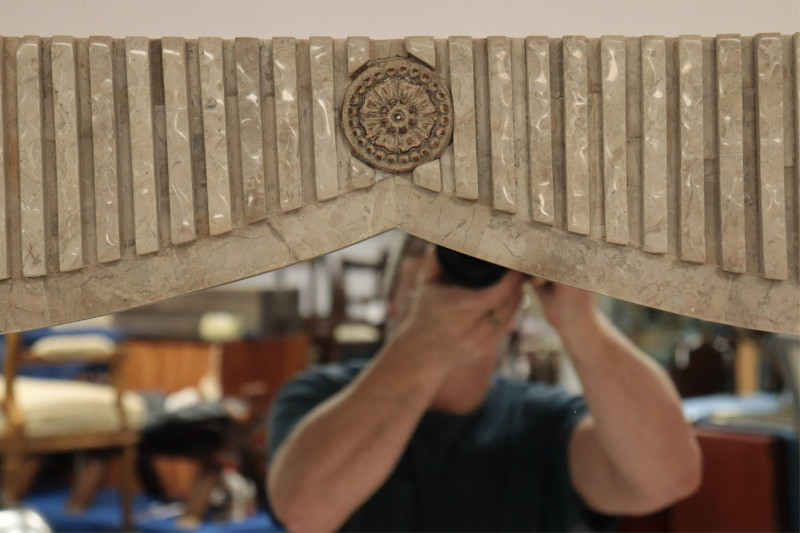 Maitland Smith Style Tessellated Marble Mirror