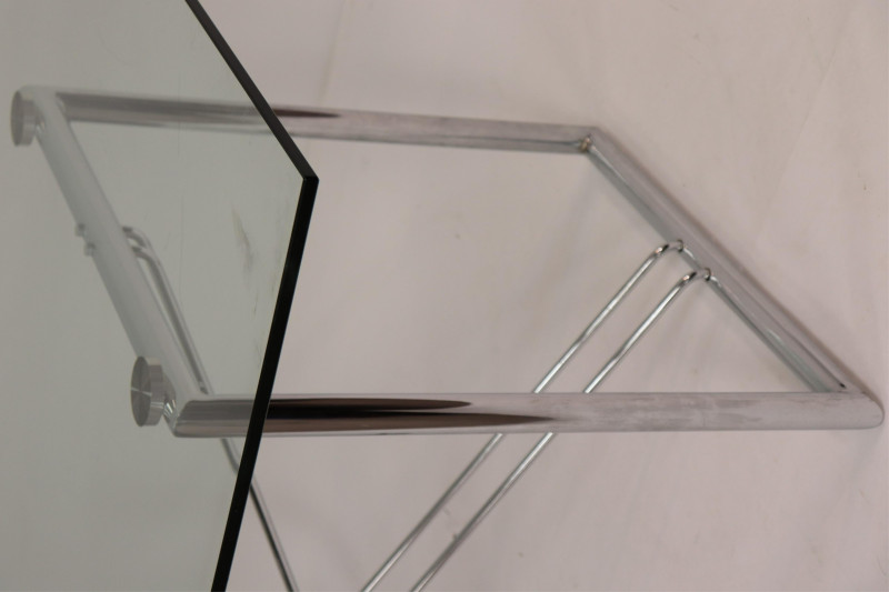 Contemporary Chrome &amp; Glass Dining Table