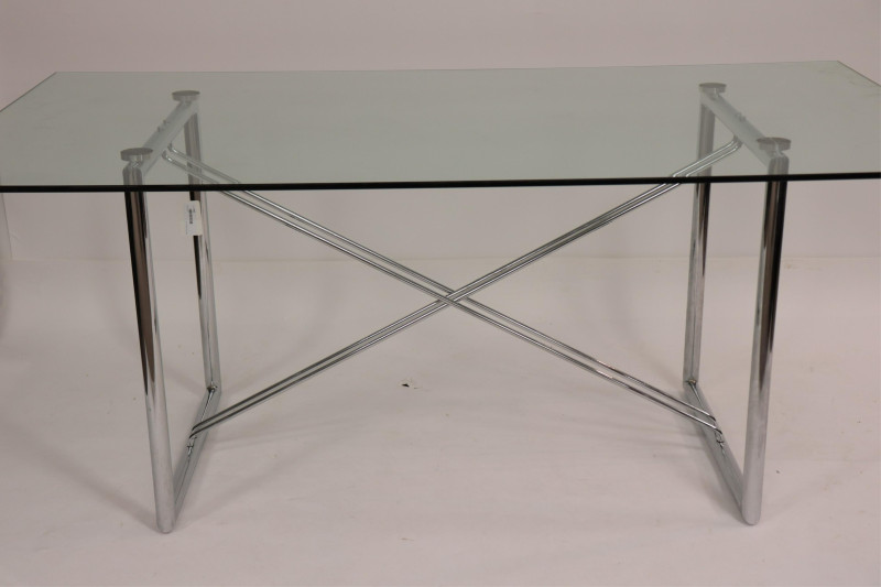Contemporary Chrome &amp; Glass Dining Table