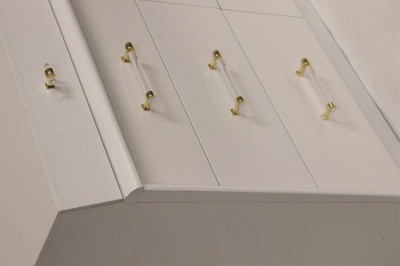 Pr Mid Century White Lacquer &amp; Lucite Dressers