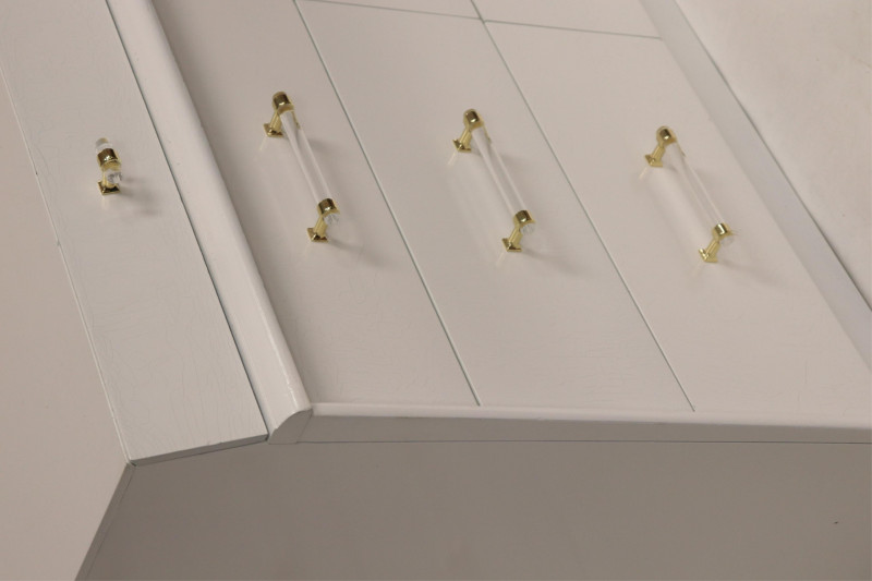 Pr Mid Century White Lacquer &amp; Lucite Dressers