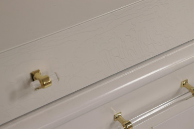 Pr Mid Century White Lacquer &amp; Lucite Dressers