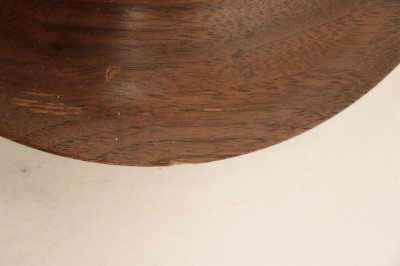 Pr Mid Century Brass &amp; Walnut Amorphous Lamps