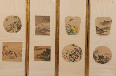 8 Asian Artworks, ink &amp; paint on silk