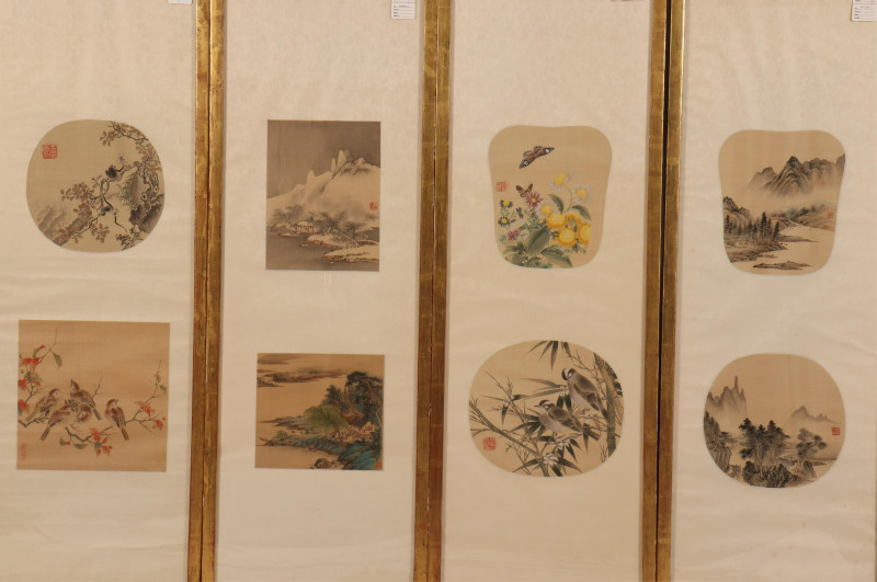 8 Asian Artworks, ink &amp; paint on silk