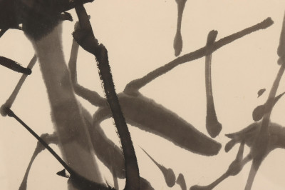 Asian Framed Scroll, 20th C., Bamboo, ink on paper