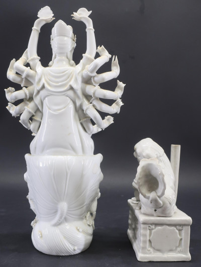 Chinese Blanc-de-Chine Porcelain Multi-Armed Guany