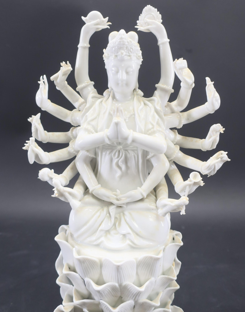 Chinese Blanc-de-Chine Porcelain Multi-Armed Guany