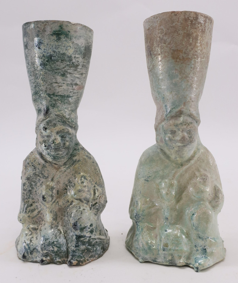 Two Han Dynasty Figural Lampstands