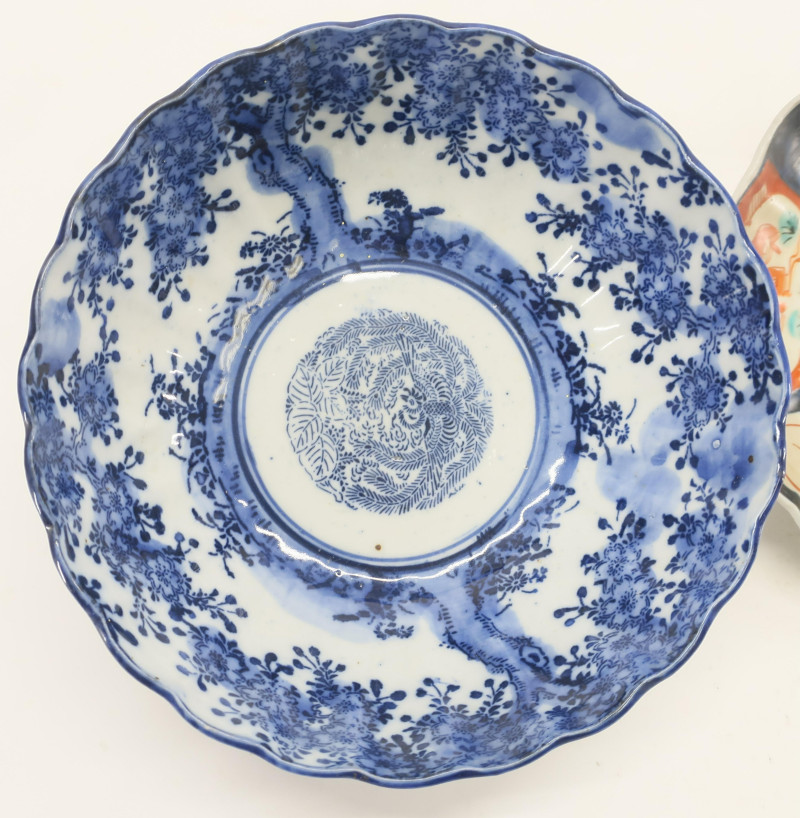 Two Japanese Printed and Painted Porcelain dishes