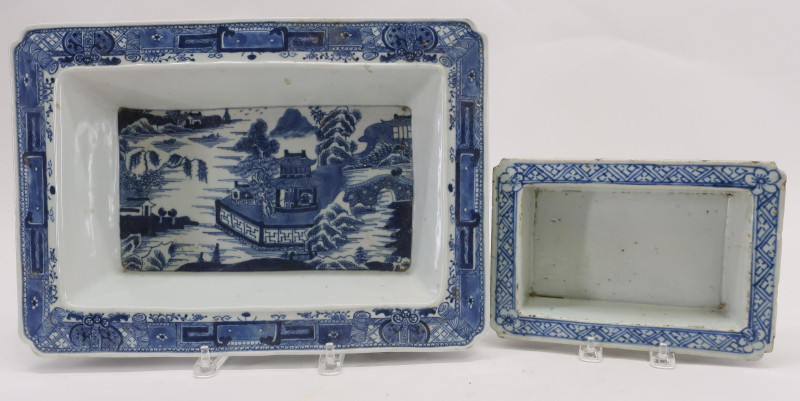 Two Double-walled Blue and White Narcissus Planter