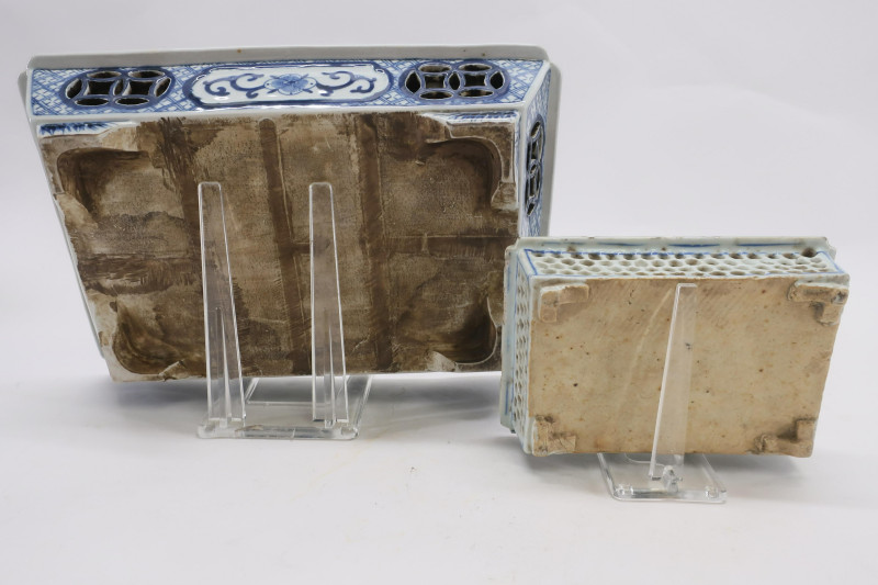 Two Double-walled Blue and White Narcissus Planter