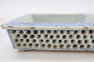 Two Double-walled Blue and White Narcissus Planter