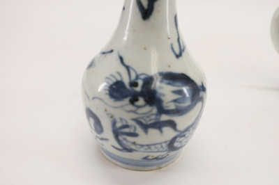 Chinese Ewer and Pair of Small Bottle Vases