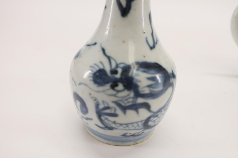 Chinese Ewer and Pair of Small Bottle Vases