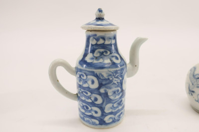 Chinese Ewer and Pair of Small Bottle Vases